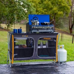 OZtrail Deluxe Camp Kitchen With Sink -Coleman Camping Store 1241022 camp kitchen deluxe with sink